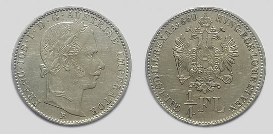 1860 1/4 florin B Ferenc József