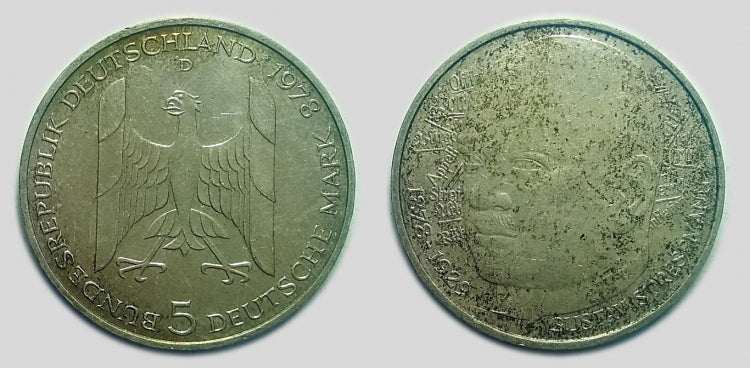 1978 Gustav Stresemann 5 márka