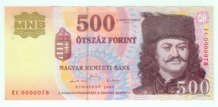 2001 500 forint alacsony sorszám EC