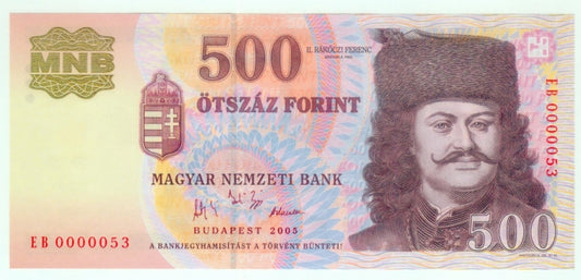 2005 500 forint alacsony sorszám EB