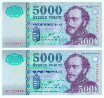 2010 5000 forint sorszámkövető pár BC