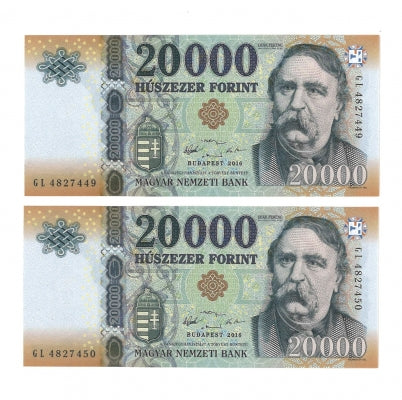 2016 20000 forint sorszámkövető pár GL