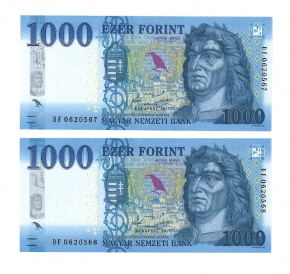 2017 1000 forint DF sorszámkövető pár