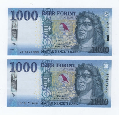 2021 1000 forint JF sorszámkövető pár